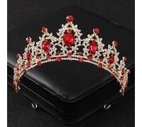 Hair Jewelry Crown Tiaras for Women Baroque Red Crystal Tiaras and Crowns Prom Rhinestone Bridal Diadem Crown Taira for Women Wedding Hair Accessories Jewelry Crown (Color : TS-0003-F)