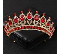 Hair Jewelry Crown Tiaras for Women Baroque Red Crystal Tiaras and Crowns Prom Rhinestone Bridal Diadem Crown Taira for Women Wedding Hair Accessories Jewelry Crown (Color : TS-0015-F)