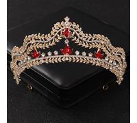 Hair Jewelry Crown Tiaras for Women Baroque Red Crystal Tiaras and Crowns Prom Rhinestone Bridal Diadem Crown Taira for Women Wedding Hair Accessories Jewelry Crown (Color : Red-23)