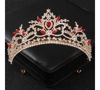 Hair Jewelry Crown Tiaras for Women Baroque Red Crystal Tiaras and Crowns Prom Rhinestone Bridal Diadem Crown Taira for Women Wedding Hair Accessories Jewelry Crown (Color : Red-26)