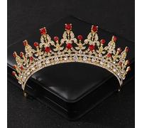 Hair Jewelry Crown Tiaras for Women Baroque Red Crystal Tiaras and Crowns Prom Rhinestone Bridal Diadem Crown Taira for Women Wedding Hair Accessories Jewelry Crown (Color : Red-08)