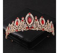 Hair Jewelry Crown Tiaras for Women Baroque Red Crystal Tiaras and Crowns Prom Rhinestone Bridal Diadem Crown Taira for Women Wedding Hair Accessories Jewelry Crown (Color : Red-06)