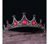 Hair Jewelry Crown Tiaras for Women Baroque Vintage Black Gothic Crystal Crown and Tiara Wedding Bride Hair Accessories for Women Rhinestone Crowns Diadema (Color : H007 Black Red)
