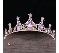 Hair Jewelry Crown Tiaras for Women Baroque Vintage Black Gothic Crystal Crown and Tiara Wedding Bride Hair Accessories for Women Rhinestone Crowns Diadema (Color : H007 Gold Purple)