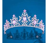 Hair Jewelry Crown Tiaras for Women Baroque Vintage Girls Crystal Crown Hair Jewelry Tiara Women Birthday Party Sky Blue Rhinestone Bridal Crown Accessories (Color : Gold Pink)