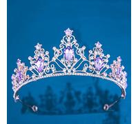 Hair Jewelry Crown Tiaras for Women Baroque Vintage Girls Crystal Crown Hair Jewelry Tiara Women Birthday Party Sky Blue Rhinestone Bridal Crown Accessories (Color : Gold Purple)