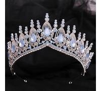Hair Jewelry Crown Tiaras for Women Big Tiaras and Crowns for Bride Wedding Baroque Headbands King and Queen Crowns Water Drop Rhinestone Designs Hairbands Jewelry,G
