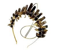 Hair Jewelry Crown Tiaras for Women Black Crystal Witch Crown, Smoky Quartz Crystal Crown, Alt Bridal Tiara, Goth, Tarot, Renaissance Faire, Photoshoot Tiara (Color : D2)