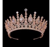 Hair Jewelry Crown Tiaras for Women Bridal Classical Crowns Elliptical Wedding Big Crown for Women by GAGALU (Color : Rose Gold)