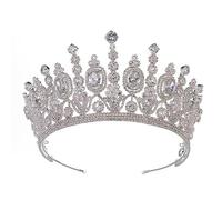 Hair Jewelry Crown Tiaras for Women Bridal Classical Crowns Elliptical Wedding Big Crown for Women,Sliver