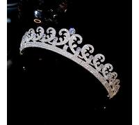 Hair Jewelry Crown Tiaras for Women Classic European Royal Queen Crown Bridal Wedding Tiara for Women Cubic Zirconia Headwear Accessories Jewelry White