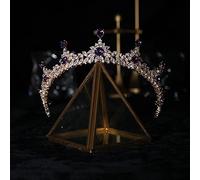 Hair Jewelry Crown Tiaras for Women Colored Bridal Crowns Wedding Tiaras Gold High-end Crown Vintage European Headdress,Green