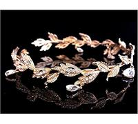 Hair Jewelry Crown Tiaras for Women Crystal Crown Bridal Hair Accessories Wedding Rhinestone Waterdrop Leaf Tiara Crown Headband Frontlet Brides Hair Jewelry by GAGALU (Color : Gold)