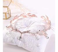 Hair Jewelry Crown Tiaras for Women Crystal Crown Bridal Hair Accessories Wedding Rhinestone Waterdrop Leaf Tiara Crown Headband Frontlet Brides Hair Jewelry by GAGALU (Color : Gold)