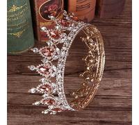 Hair Jewelry Crown Tiaras for Women European and American Rhinestone Crown Big Crown Bride Headwear Crown (Color : 2)