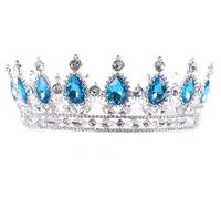 Hair Jewelry Crown Tiaras for Women European and American Rhinestone Crown Big Crown Bride Headwear Crown (Color : 2)
