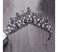 Hair Jewelry Crown Tiaras for Women European Red Green Crystal Big Crown Headwear Bridal Wedding Hair Accessories Jewelry Bride Tiaras Princess Crowns by GAGALU (Color : Black)