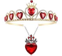 Hair Jewelry Crown Tiaras for Women Evie Royal Red Heart Necklace Tiara Descendants Red Heart Crown Jewelry Set Queen of Hearts Eive Costume for Girl Teen Halloween (Color : Type 1)