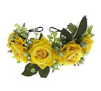 Hair jewelry crown tiaras for women Flowers Wreath Crown Festival Headband Women Hair Accessories Headdress Girl Floral Garland Wedding Floral Headwear By (Color : Emerald Green, Size : Adjus