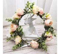 Hair jewelry crown tiaras for women Flowers Wreath Crown Festival Headband Women Hair Accessories Headdress Girl Floral Garland Wedding Floral Headwear By (Color : Emerald Green, Size : Adjus