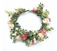 Hair jewelry crown tiaras for women Flowers Wreath Crown Festival Headband Women Hair Accessories Headdress Girl Floral Garland Wedding Floral Headwear By (Color : Emerald Green, Size : Adjus