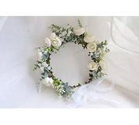 Hair jewelry crown tiaras for women Flowers Wreath Crown Festival Headband Women Hair Accessories Headdress Girl Floral Garland Wedding Floral Headwear By (Color : Emerald Green, Size : Adjus