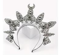 Hair Jewelry Crown Tiaras for Women Goddess Crown Tiara Faux Pearl Metal Golden Crown Headband Hairband Fashion Vintage Hair Accessory (Color : C)