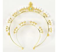 Hair Jewelry Crown Tiaras for Women Headband Lolita Pearl Madonna Hair Crown Goddess Sun Halo Crown Hair Hoop Gorgeous Retro Mary Baroque Bridal Headdress