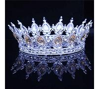 Hair Jewelry Crown Tiaras for Women King Wedding Tiara Crown Bridal Vintage Crystal Diadem Women/Men Hair Ornaments Bride Rhinestone Head Jewelry Accessories by GAGALU (Color : Silver Crown 02)