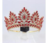 Hair Jewelry Crown Tiaras for Women Luxury Big European Purple Crystal Bridal Tiara Baroque Rhinestone Diadem Large Round Royal Queen Crown Wedding Hair Accessories,Gold White