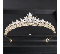 Hair Jewelry Crown Tiaras for Women Luxury Rhinestone Bridal Crown Tiara Silver Plated Crystal Prom Diadem Crowns Headband Wedding Hair Accessories Jewelry Crown (Color : Gold)
