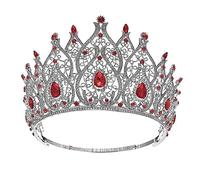 Hair Jewelry Crown Tiaras for Women Miss Universe Heart Shape Bridal Tiaras Royal Queen Big Crowns for Women Wedding Hair Accessories Rhinestone Pageant Diadem,Red