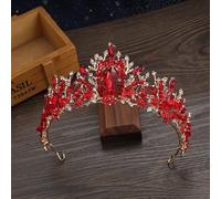 Hair Jewelry Crown Tiaras for Women New Handmade Purple Champagne Crystal Bridal Tiaras Crown Women Wedding Headdress Crown Party Costume Hair Accessories (Color : H152 Red)