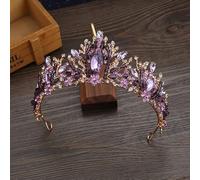 Hair Jewelry Crown Tiaras for Women New Handmade Purple Champagne Crystal Bridal Tiaras Crown Women Wedding Headdress Crown Party Costume Hair Accessories (Color : H152 Red)