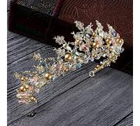 Hair Jewelry Crown Tiaras for Women Pink Gold Pearl Bridal Crowns Handmade Tiara Bride Headbands Crystal Wedding Diadem Crown Wedding Hair Accessories by GAGALU (Color : Gold Crown)