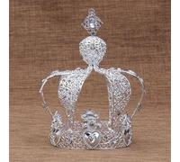 Hair Jewelry Crown Tiaras for Women Popular Baroque Retro Royal Crown Ball Party Men's Cake Party Ball Wedding Hairdresser Crown Round (Color : A)
