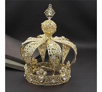 Hair Jewelry Crown Tiaras for Women Popular Baroque Retro Royal Crown Ball Party Men's Cake Party Ball Wedding Hairdresser Crown Round (Color : B)