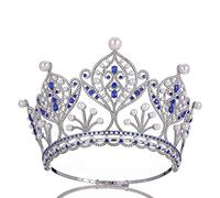 Hair Jewelry Crown Tiaras for Women Silver Bridal Queen Tiaras Pearls Crystal Miss Universe Crowns Women Elegant Pageant Diadem Wedding Hair Accessories,Blue