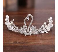 Hair Jewelry Crown Tiaras for Women Silver Color Rhinestone Wedding Tiara Crown Pearl Diadem Bride Crown Headpiece Wedding Hair Accessories Tiara by GAGALU (Color : HG024)