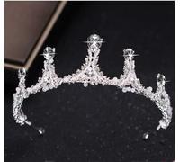 Hair Jewelry Crown Tiaras for Women Silver Color Rhinestone Wedding Tiara Crown Pearl Diadem Bride Crown Headpiece Wedding Hair Accessories Tiara by GAGALU (Color : HG027)