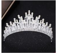 Hair Jewelry Crown Tiaras for Women Silver Color Rhinestone Wedding Tiara Crown Pearl Diadem Bride Crown Headpiece Wedding Hair Accessories Tiara by GAGALU (Color : HG031)