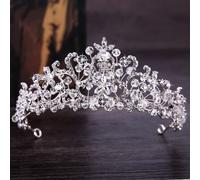 Hair Jewelry Crown Tiaras for Women Silver Color Rhinestone Wedding Tiara Crown Pearl Diadem Bride Crown Headpiece Wedding Hair Accessories Tiara by GAGALU (Color : HG084)