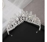 Hair Jewelry Crown Tiaras for Women Silver Crystal Bride Crown Princess Headdress Birthday Headpieces Wedding Hair Jewelry Bridal Tiara Vintage Women Headwear (Color : A125 Silver)