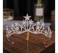 Hair Jewelry Crown Tiaras for Women Stars Tiaras and Crowns Rhinestone Silver Color Princess Diadems Crown Wedding Hair Accessories Women Head Jewelry by GAGALU