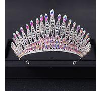 Hair Jewelry Crown Tiaras for Women Trendy Silver Color Tiaras Rhinestone Crystal Queen Big Crown Bridal Wedding Crown Tiara Women Pageant Bridal Hair Jewelry (Color : Gold)