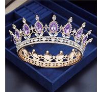 Hair Jewelry Crown Tiaras for Women Vintage Crystal Circle Bridal Diadem Royal King Wedding Crown Tiaras Bride Headdress Prom Crowns Hair Jewelry by GAGALU (Color : Light Yellow Gold Color)