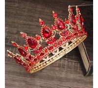 Hair Jewelry Crown Tiaras for Women Vintage Crystal Tiaras and Crowns King Pageant Baroque Diadem Women Men Headpiece Wedding Bride Hair Jewelry AccessoriesGold Red Allmutil