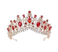 Hair Jewelry Crown Tiaras for Women Vintage Yellow Crystal Tiaras Wedding Dress Hair Jewelry Bridal Crown Headbands Head Ornaments Red Yellow