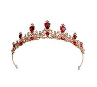 Hair Jewelry Crown Tiaras for Women Women Baroque Crystal Crown Tiara Vintage Rhinestone Crowns Diadems Headbands Bridal Wedding Hair Accessories Fashion Jewelry (Color : C red)