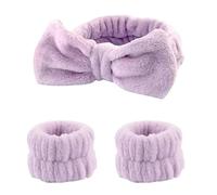 Hair Jewelry for Braids 10sets Headband Wristband Washing Face Microfiber Makeup Towel Hair Bands Washband Scrunchies Absorbent Wrist Sweatband for Parties, Festivals(Purple)